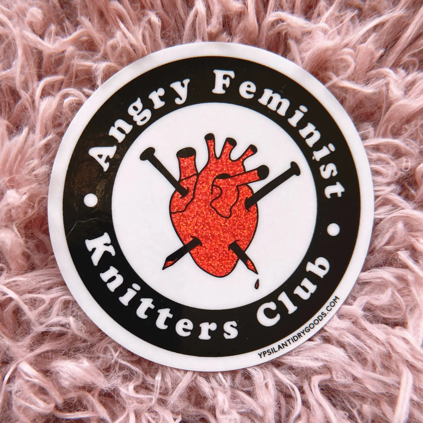 Angry Feminist Knitter's Club Glitter Sticker