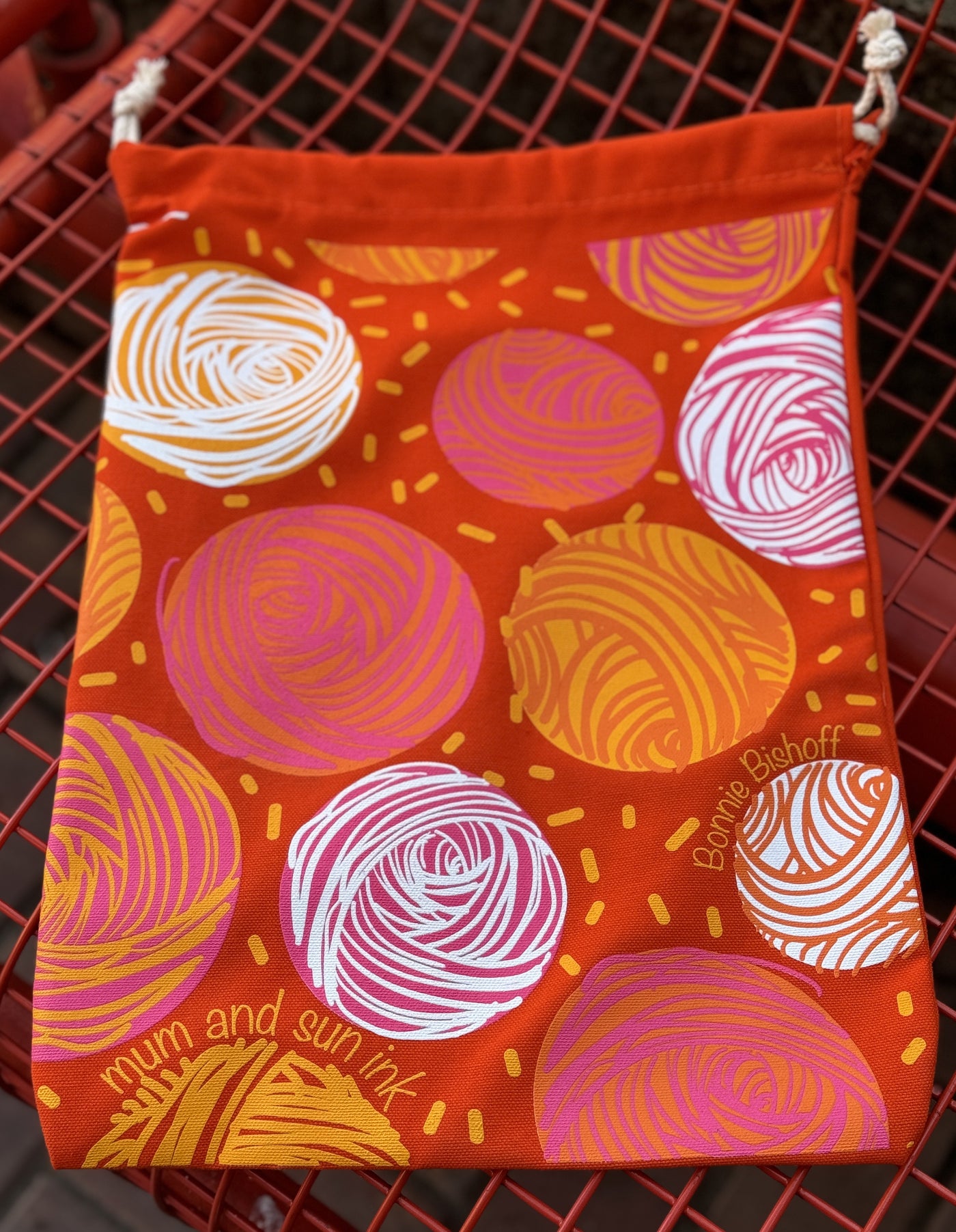Polka Dot Yarn Drawstring Project Bag