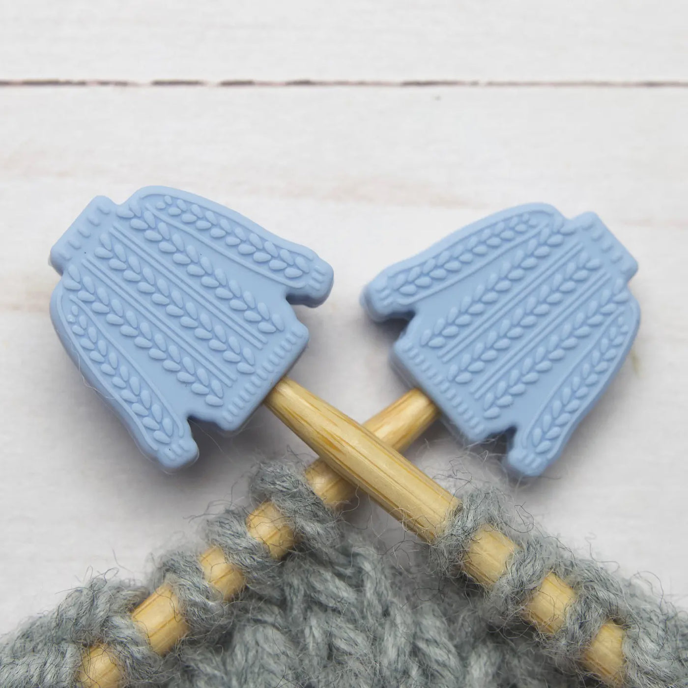 Blue Cable Knit Sweater Stitch Stoppers