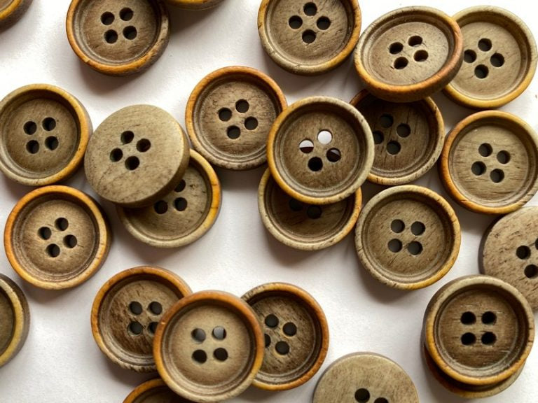 Stained and Scorched Bone Buttons / TGB5019 (15mm)