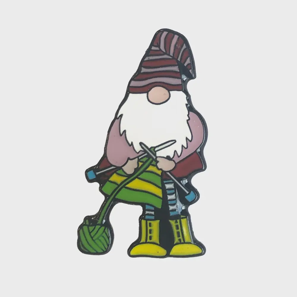 Knitting Gnome Enamel Pin