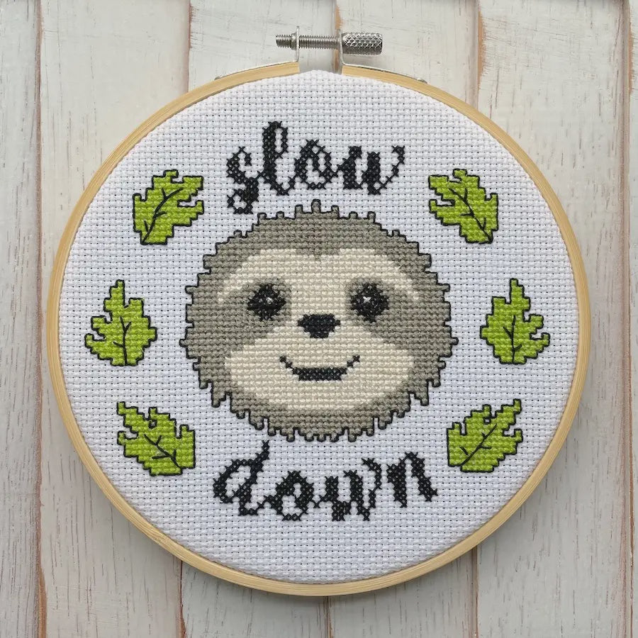 Slow Down Sloth Counted Cross Stitch Kit