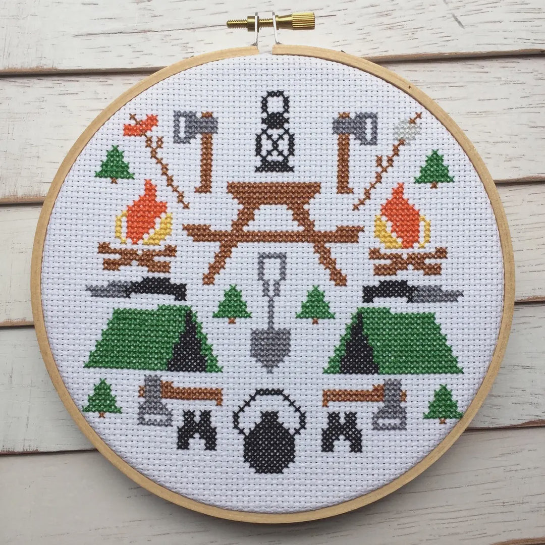 cross stitch tent stitch Camping Sampler Counted Cross Stitch Kit – Spun