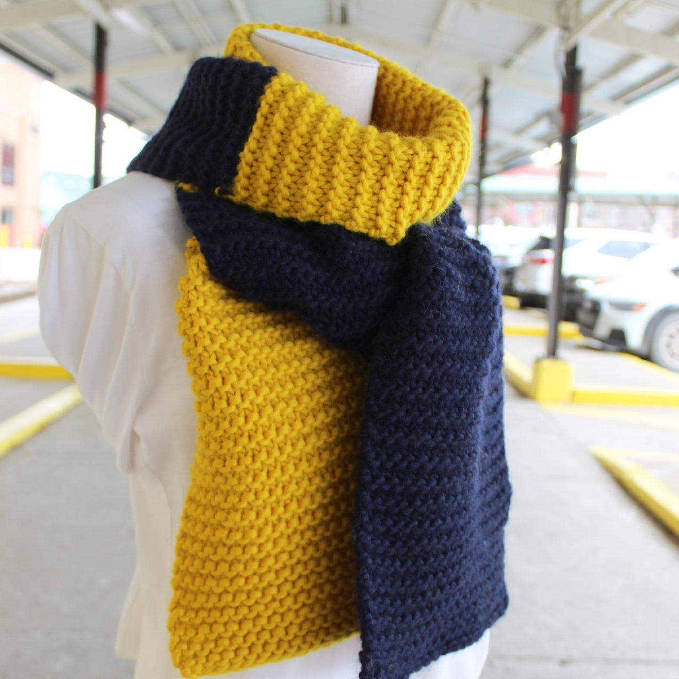 Bulky Block Scarf Kit (Maize & Blue)