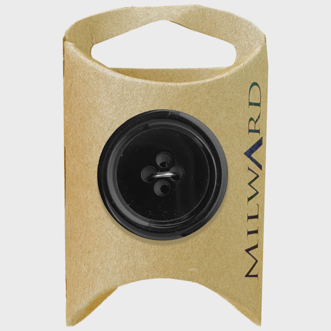 Polyester Simple Buttons / Black (28mm) – Spun