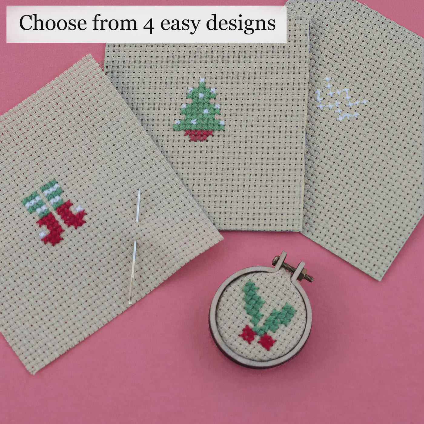 Christmas Baubles Jolly Holly Cross Stitch Hoop