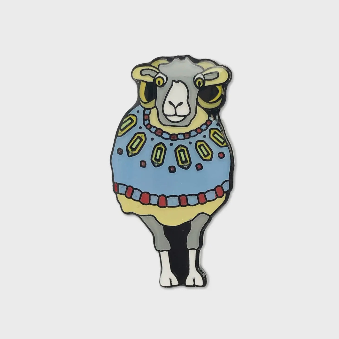 Wooly Sheep in a Blue Sweater Enamel Pin