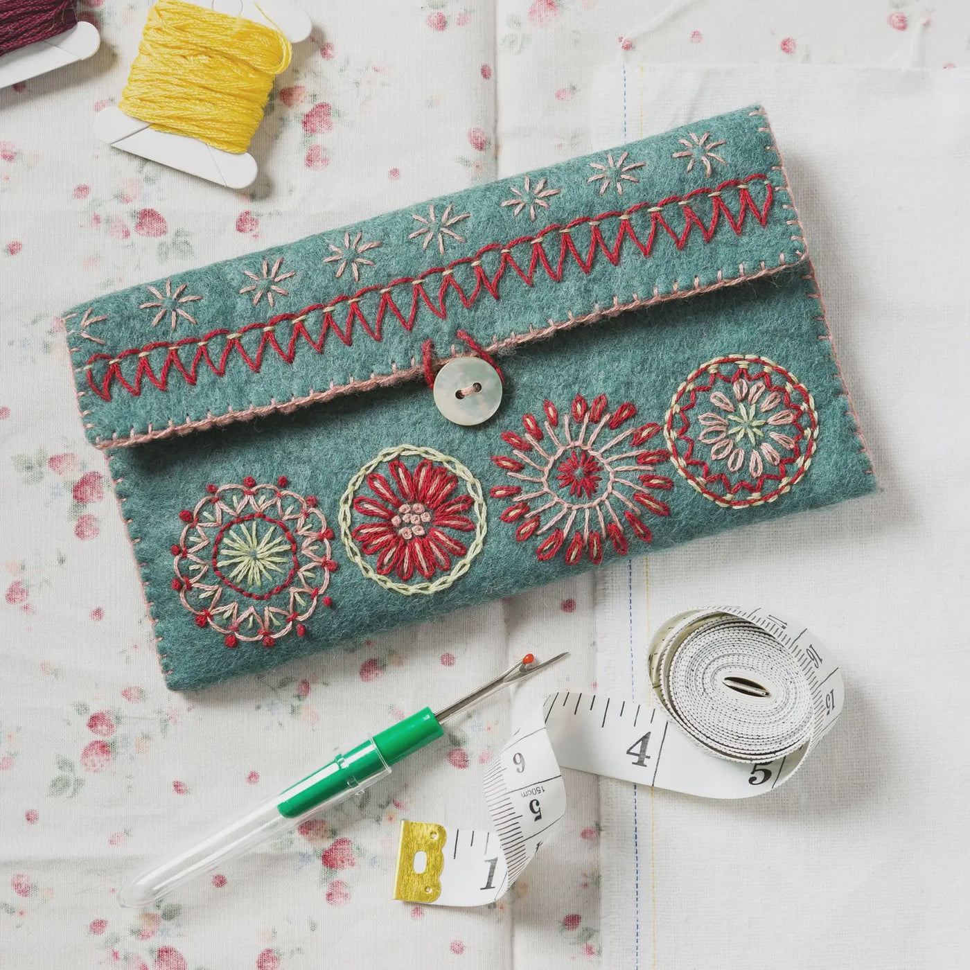Folk Embroidered Cat, Wool Mix Felt Craft Kit