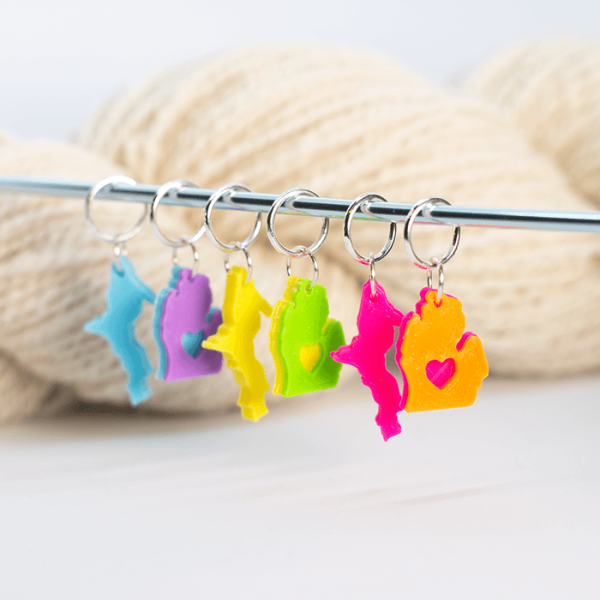 Mitten Love Knitting Stitch Markers: Neon Rainbow
