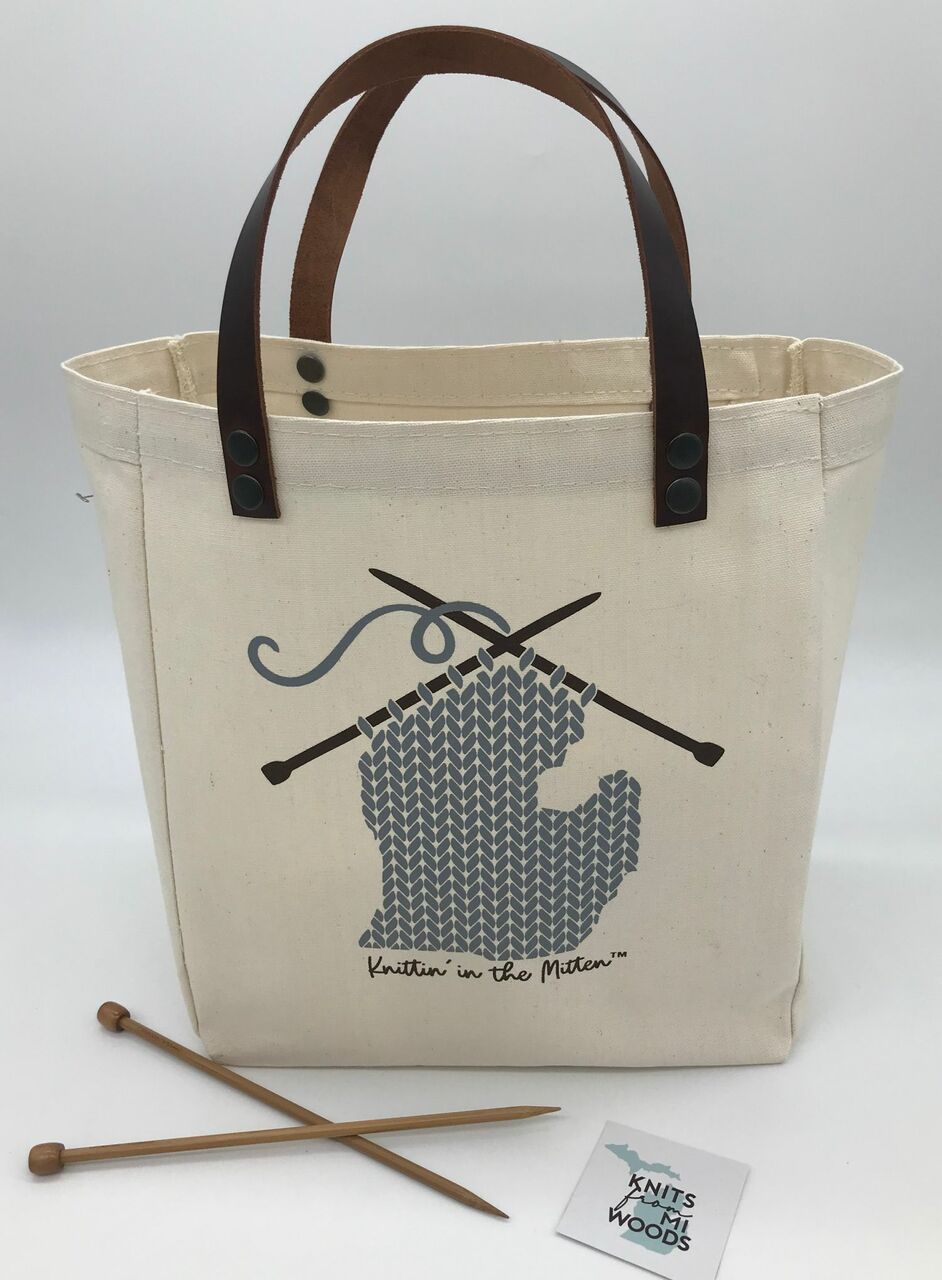 Knittin' in the Mitten Canvas Tote