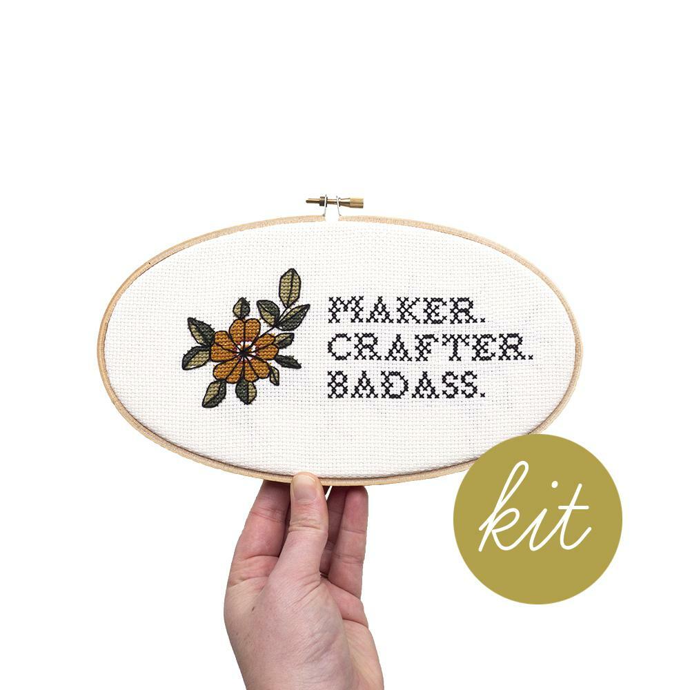 Maker, Crafter, Badass (Counted Cross Stitch)