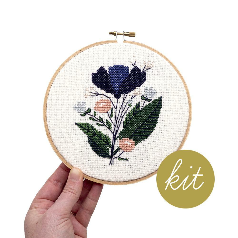 Midnight Floral Kit (Counted Cross Stitch)