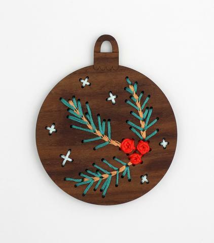 Pine Branch: DIY Stitched Ornament Kit