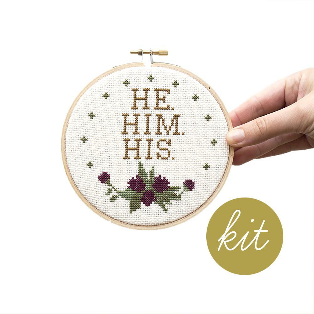 Pronouns (He, Him, His) Kit (Counted Cross Stitch)