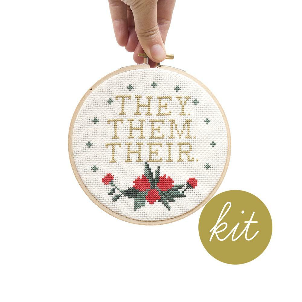 Pronouns (They, Them, Their) Kit (Counted Cross Stitch)