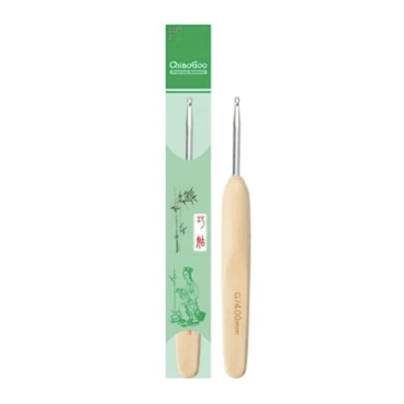 ChiaoGoo Metal Head Crochet Hook, Natural Bamboo * – Spun