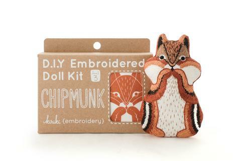 Chipmunk DIY Embroidered Doll Kit (Level 3)