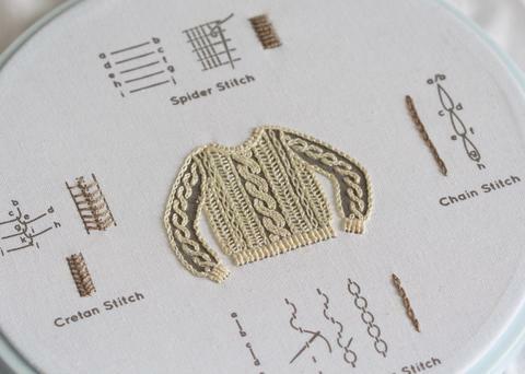 Knit Sweater: Embroidery Stitch Sampler
