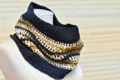 First Colorwork Cowl--Maize & Blue, Brooklyn Tweed Shelter