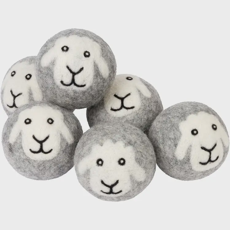 Hand-Felted Smiling Sheep Dryer Balls