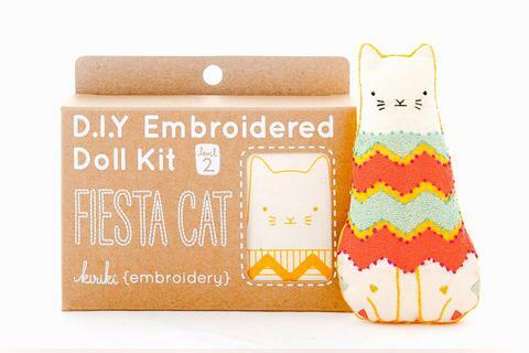 Fiesta Cat DIY Embroidered Doll Kit (Level 2)
