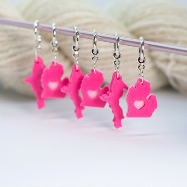 Mitten Love Knitting Stitch Markers: Pink