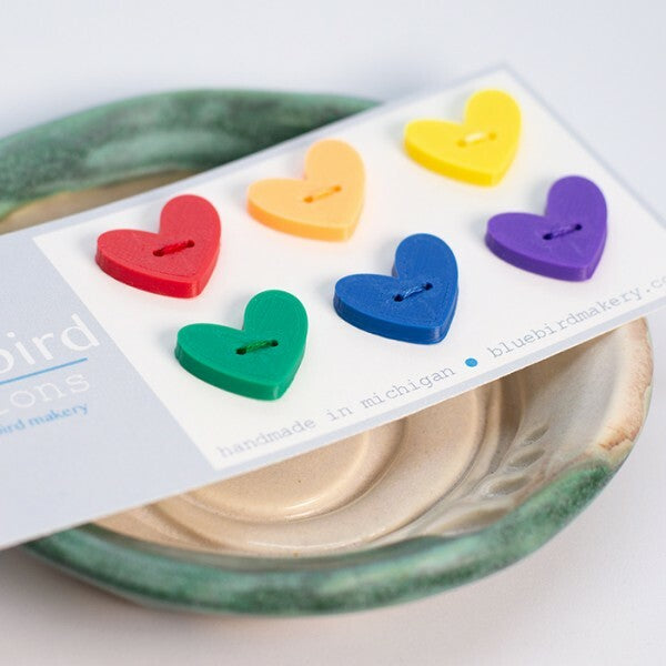 Rainbow Heart Buttons (20mm)